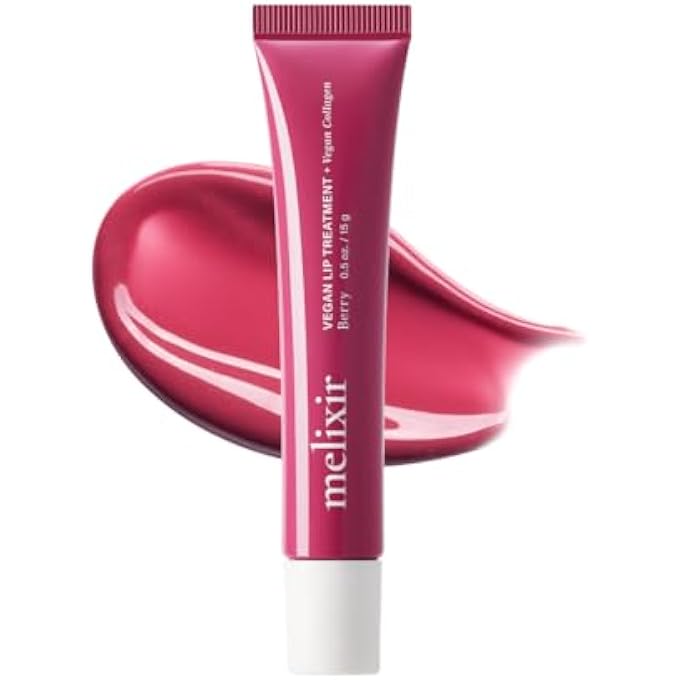Melixir HYDRATING LIP GLOSS WITH COLLAGEN, SHEER COOL BERRY TINT, MOISTURIZING DAILY LIP BALM FOR INSTANT SHINE, VEGAN LIP TREATMENT, FOR DRY LIPS, CRUELTY-FREE, KOREAN SKINCARE  4 BERRY (0.5OZ/15G) - Image 1